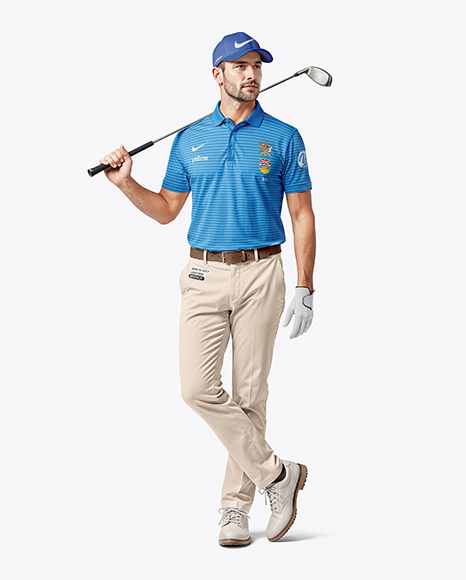 Man Wearing Golf Shirt and Chinos Mockup - Trousers mockup