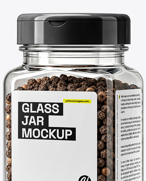Square Spice Jar with Whole Black Pepper Mockup
