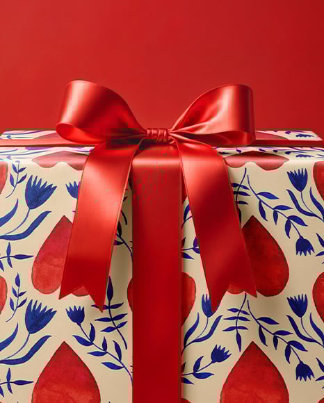 Gift Box on Red Background Mockup