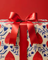 Gift Box on Red Background Mockup