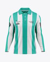 Men's Heather Long Sleeve Polo Shirt Mockup - Front View