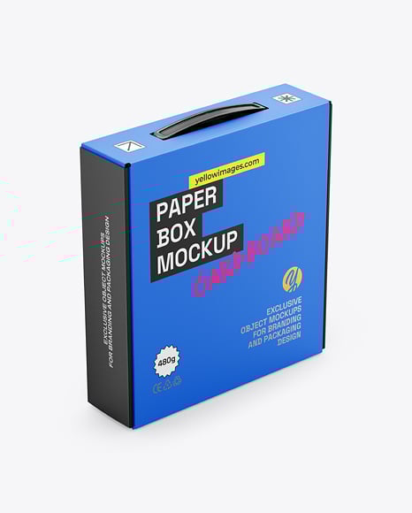 Paper Box with Plastic Handle Mockup