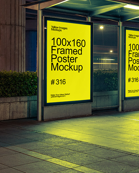 Bus Stop with Posters Mockup