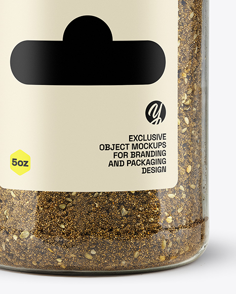 Clear Plastic Jar with Za'atar Spice Mockup