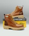 Pair of Women's Combat Boots with Shoe Box Mockup
