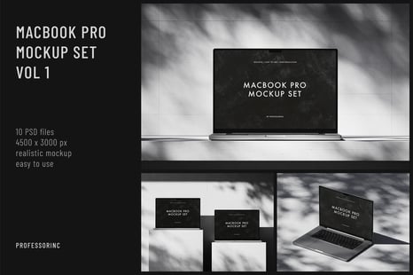 MacBook Pro Mockup Set - vol. 1 - Device Mockups