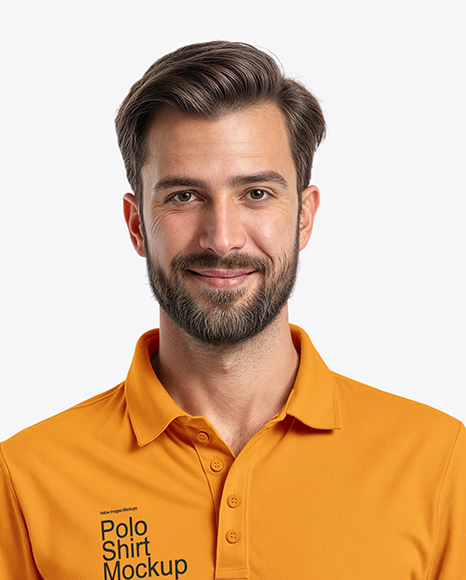 Man Wearing Long-Sleeve Polo Shirt and Jeans Mockup