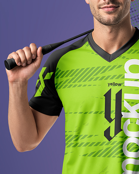 Man Wearing Badminton Uniform Mockup