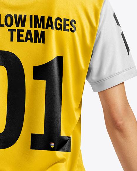 Female Soccer Player Wearing Jersey and Shorts Mockup
