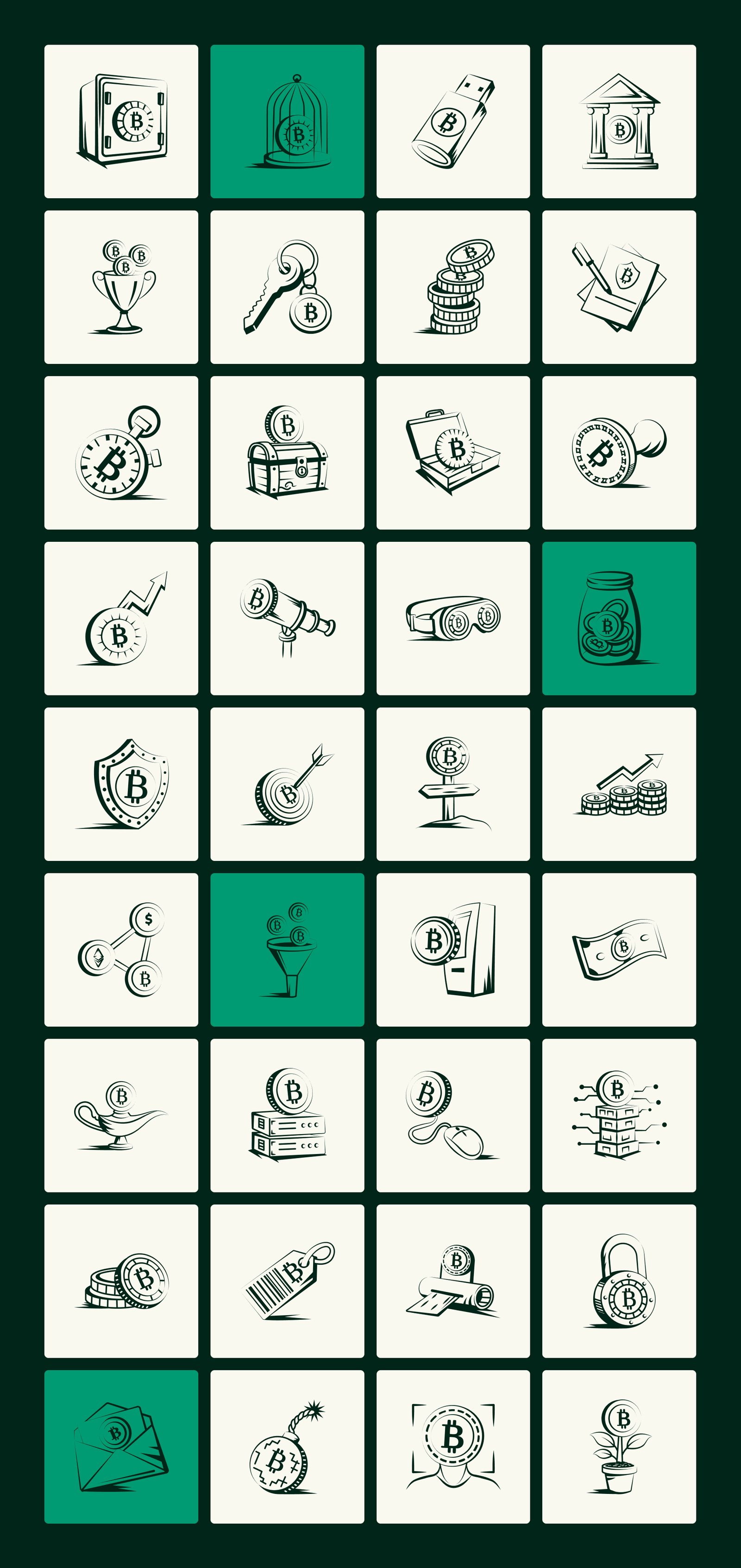 Bitcoin Trading Doodle Art Set