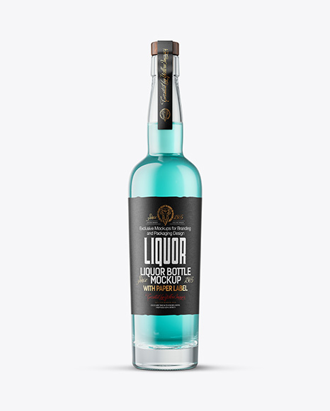 Tall Clear Glass Liquor Bottle Mockup