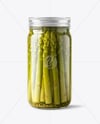 Glass Jar with Pickled Asparagus Mockup