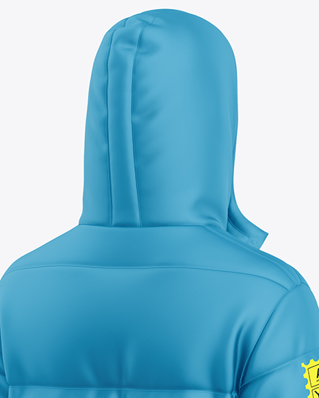 Men's Long Hooded Down Jacket Mockup - Back Half Side View