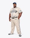 Black Man Wearing a Full Baseball Kit Mockup