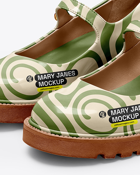 Pair of Patent Leather Mary Janes Mockup