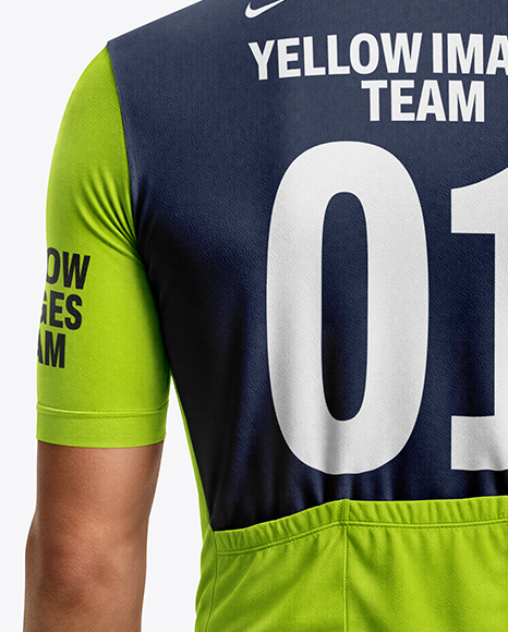 Man Wearing Cycling Jersey and Bib Shorts Mockup