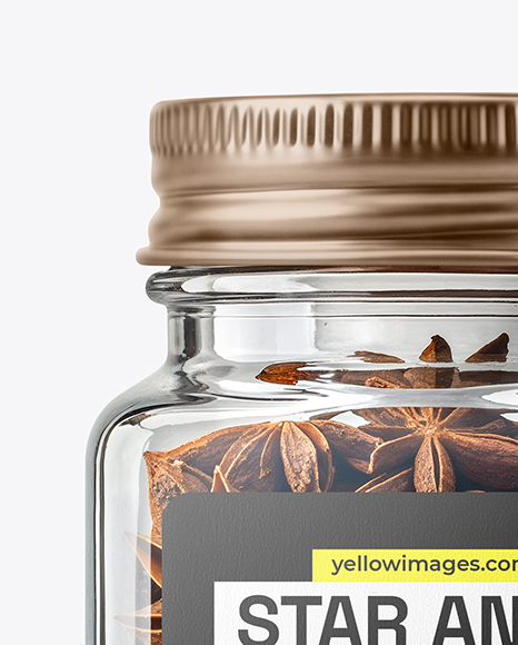 Square Glass Jar with Star Anise Mockup