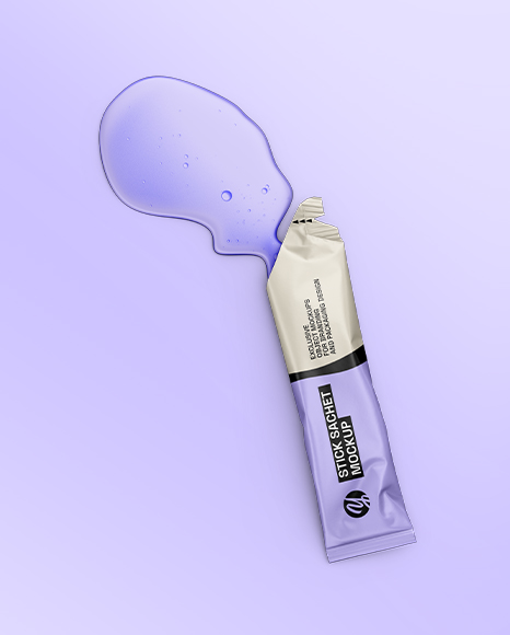 Opened Matte Stick Sachet with Liquid Mockup
