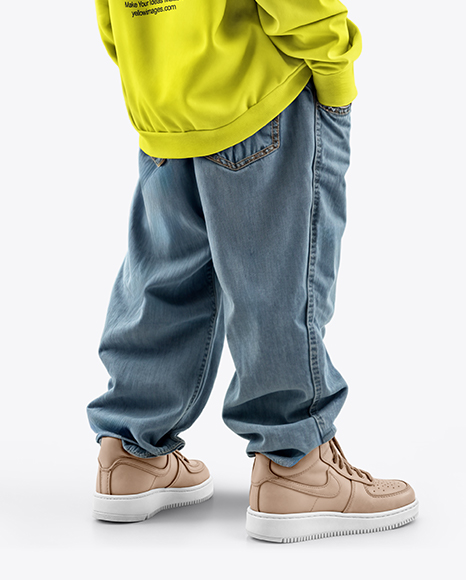 Black Boy with Braids Wearing Sweatshirt and Baseball Cap Mockup