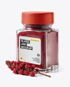 Square Glass Jar with Sumac Spice Mockup