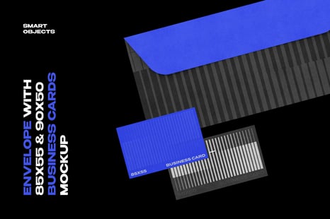 Envelope with 85x55 & 90x50 Business Cards Mockup - Stationery Mockups
