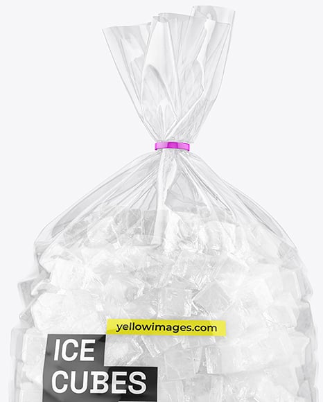 Clear Plastic Bag with Ice Cubes Mockup