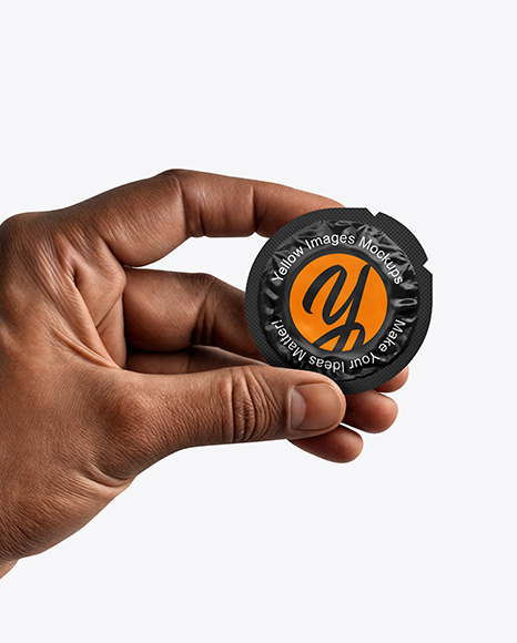 Matte Condom Packaging in a Hand Mockup