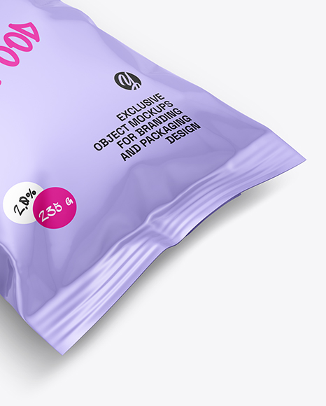 Glossy Snack Pack Mockup - Half Side View