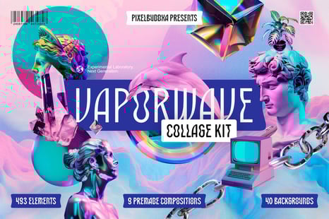 Vaporwave Collage Kit - Design Elements