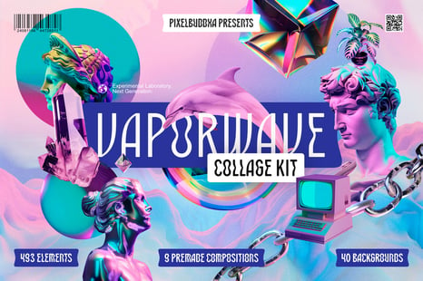 Vaporwave Collage Kit - Futuristic