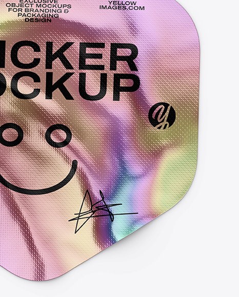 Iridiscent Hexagon Sticker Mockup