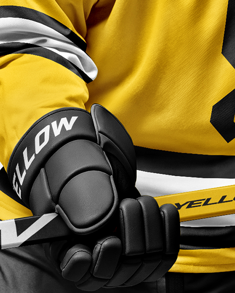 Man Wearing Full Ice Hockey Uniform Mockup