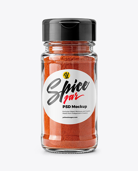 Spice Glass Jar with Sweet Paprika Mockup - Realistic mockups