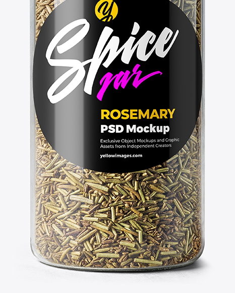 Plastic Spice Jar with Rosemary Mockup