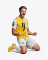 Man Wearing Full Soccer Kit Mockup