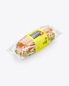 Clear Plastic Flow-Pack with Sandwich in Paper Sleeve Mockup
