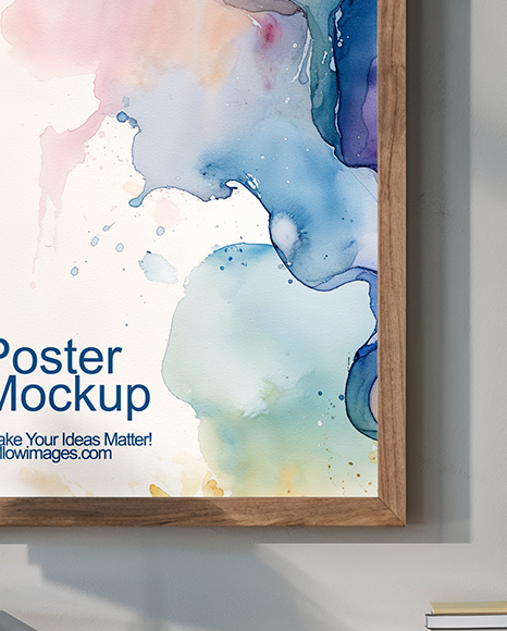 Wooden Framed Poster in a Cozy Workspace Mockup