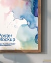 Wooden Framed Poster in a Cozy Workspace Mockup