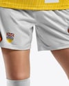 Female Soccer Goalkeeper Wearing Long Sleeve Jersey and Shorts Mockup