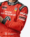 Man Wearing Racing Kit With Cup Mockup