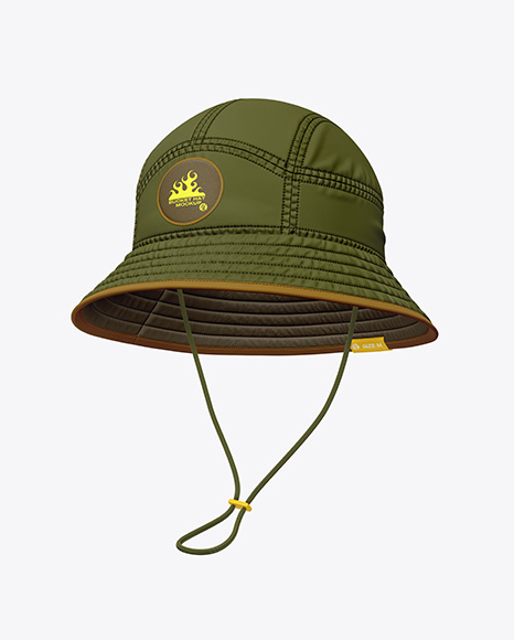 Twill Bucket Hat Mockup - Front Half Side View