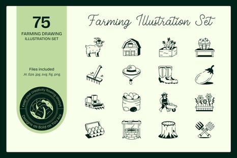 Farming Drawing Illustration Set - Illustrations