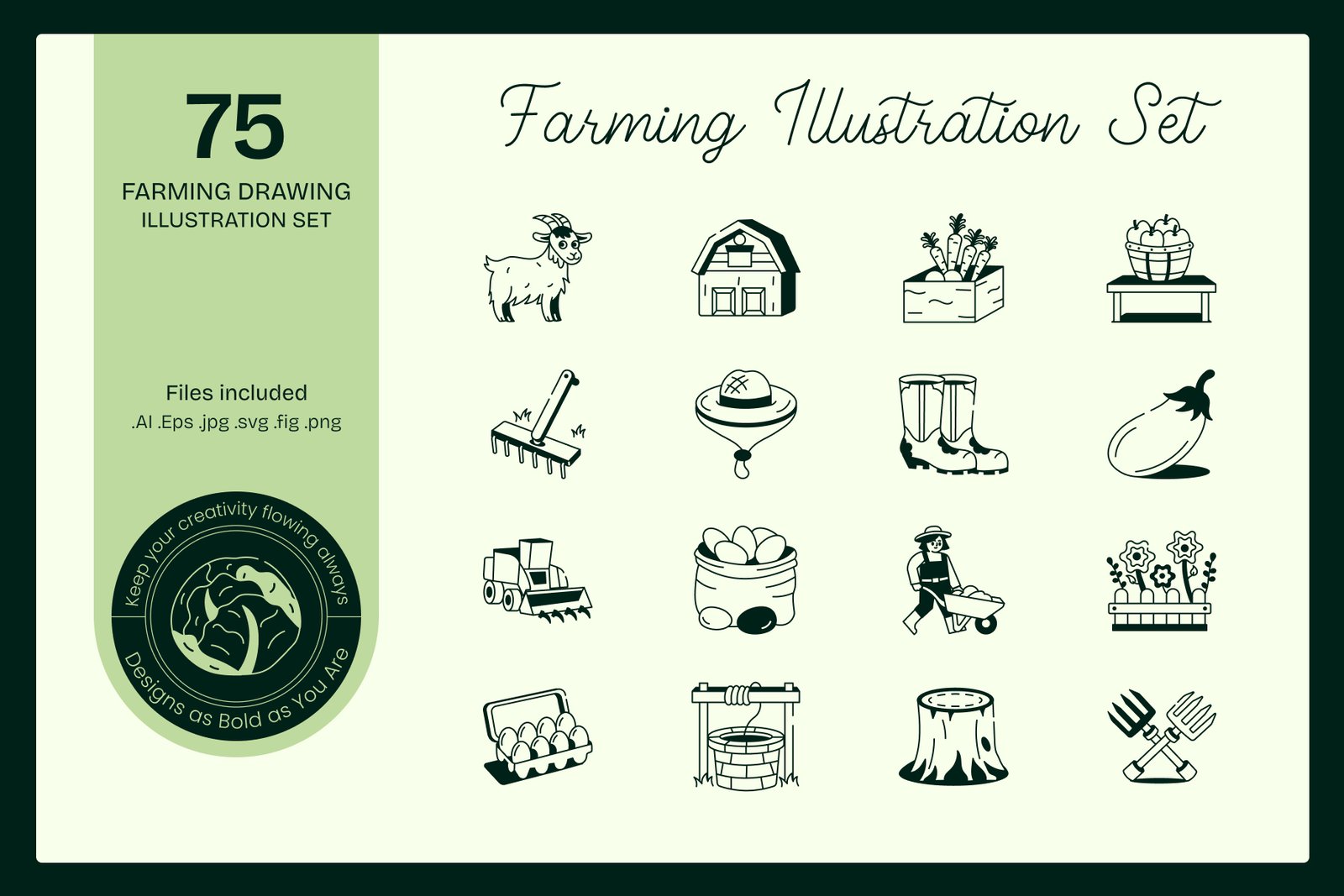 Farming Drawing Illustration Set