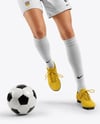 Female Soccer Player Wearing Jersey and Shorts Mockup