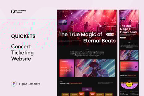 Quickets – Concert Ticketing Website UI Figma Template - Graphic Design Assets