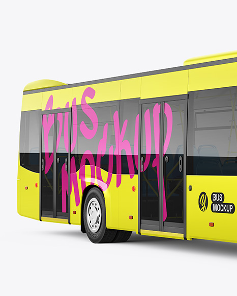 City Bus Mockup - Front Half Side View