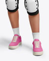 Young Woman in Protective Gear with Skateboard Mockup