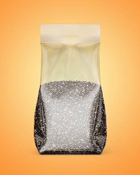 Transparent Package with Chia Seeds Mockup