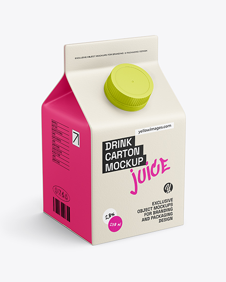 Matte Drink Carton Box Mockup - Half Side view