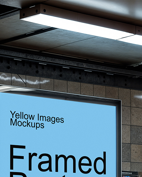 Framed Poster in Subway Mockup